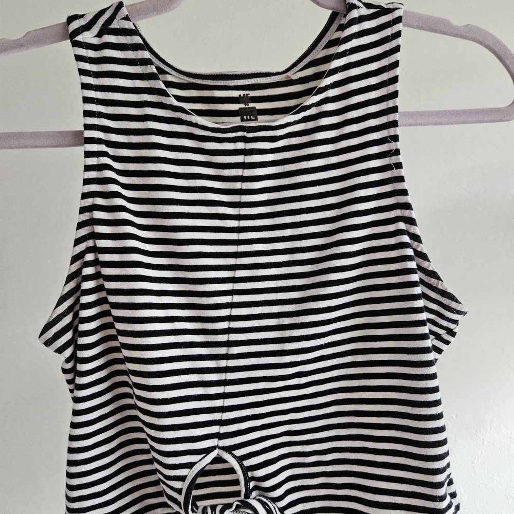 Me to We Black and White Striped Tank Top